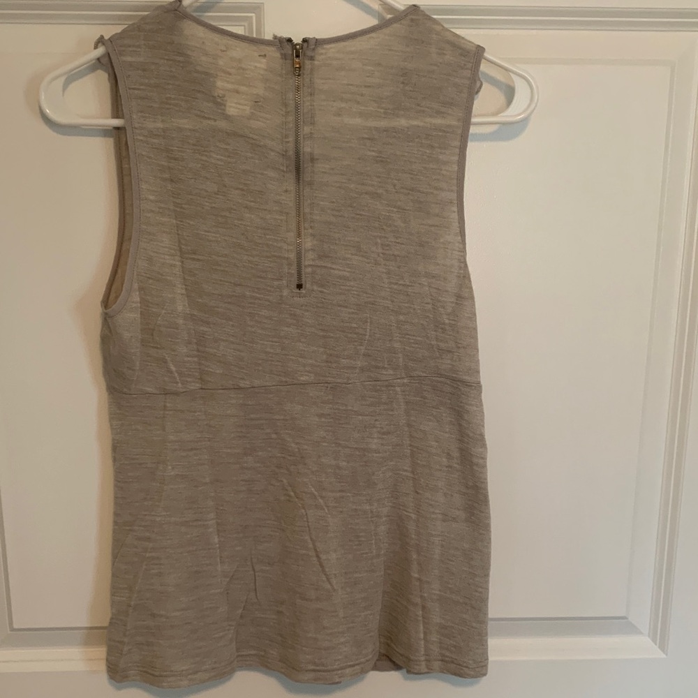 Line & Dot Ruffled V-Neck Blouse in Gray - Picture 4 of 8